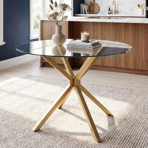 Round clear glass dining - glass, table