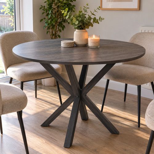 Dining table round 90cm - table, black