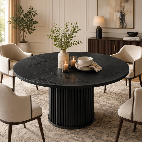 Dining table 120cm round - 120cm, black