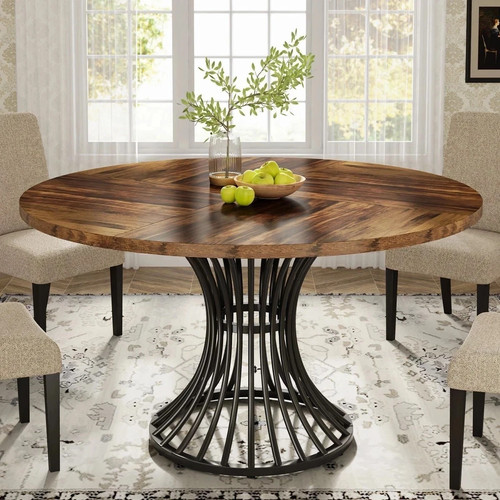 Rustic brown 120cm round - brown,