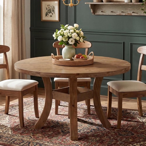 Round solid wood dining table - solid,