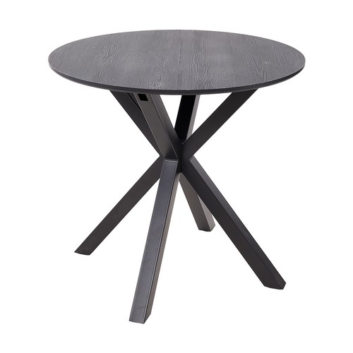 Black round dining table - round, wood
